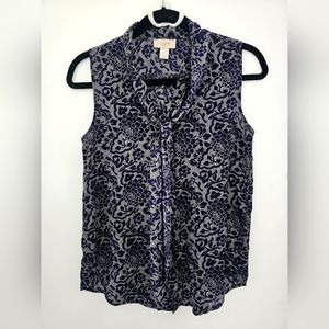 LOFT XS Sleeveless Floral Blouse